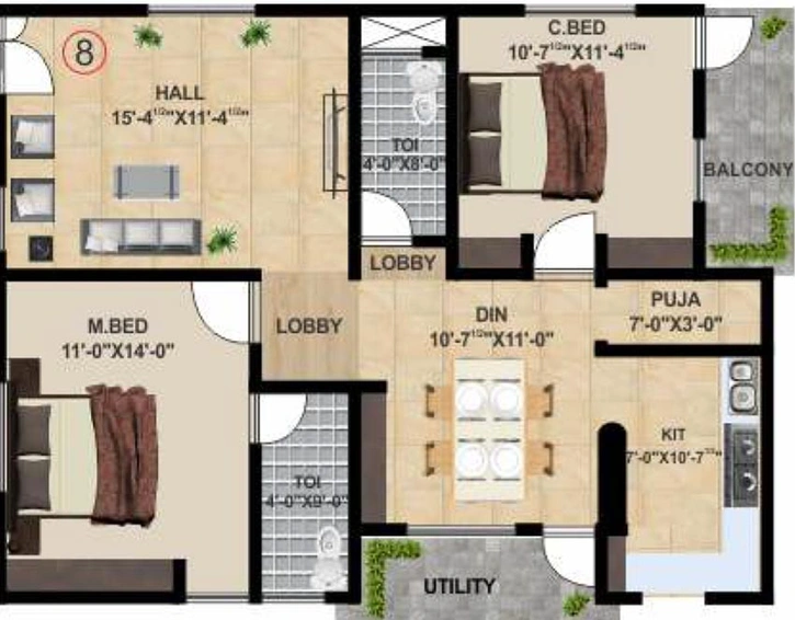 2 BHK Flat in Cyber Lake Vision in Narsingi, Hyderabad - Image 831943