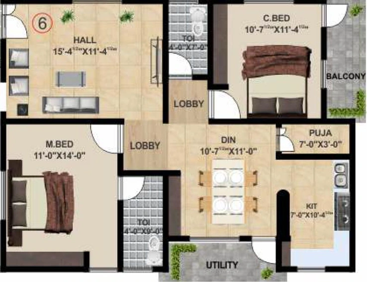2 BHK Flat in Cyber Lake Vision in Narsingi, Hyderabad - Image 831944