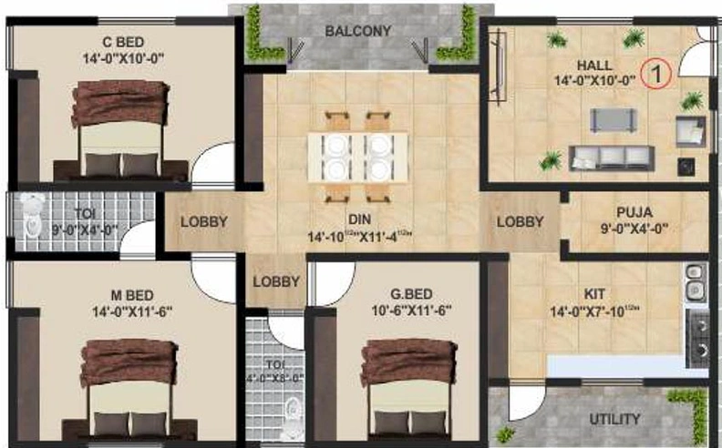 3 BHK Flat in Cyber Lake Vision in Narsingi, Hyderabad - Image 831947