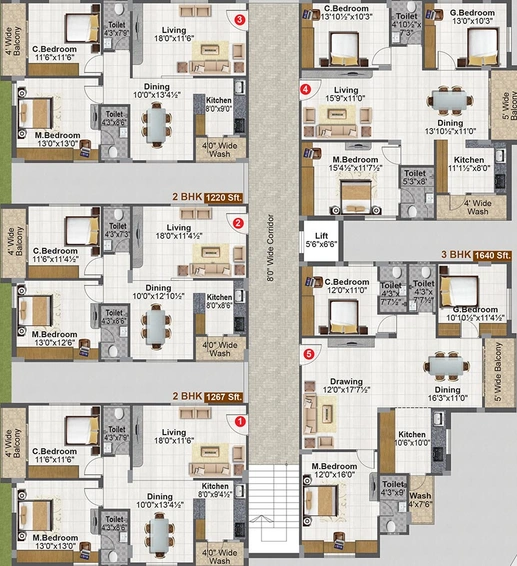 Floor Plan of Fortune Green Gold Crest in Puppalaguda, Hyderabad - Image 219864