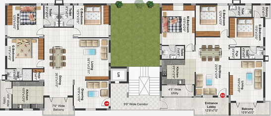 Floor Plan of Peroneira Decena in Narsingi, Hyderabad - Image 219870