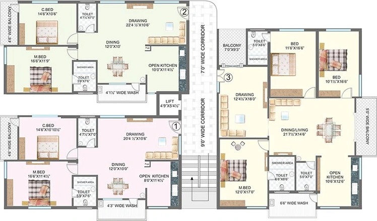 Floor Plan of Pratyusha Meadows in Narsingi, Hyderabad - Image 219875