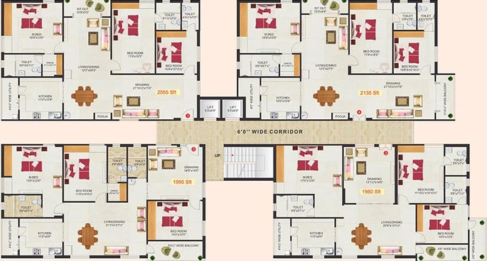 Floor Plan of Pratyusha Sree Sai Brindavanam in Narsingi, Hyderabad - Image 219881