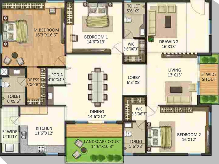 3 BHK Flat in Navanaami Willow Greens in Puppalaguda, Hyderabad - Image 832008