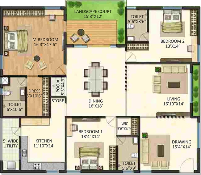 3 BHK Flat in Navanaami Willow Greens in Puppalaguda, Hyderabad - Image 832010