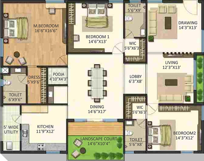 3 BHK Flat in Navanaami Willow Greens in Puppalaguda, Hyderabad - Image 832007
