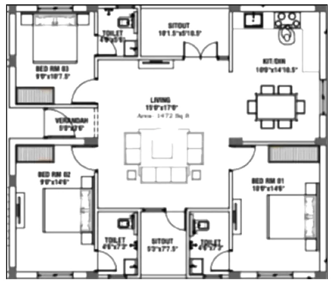 3 BHK Flat in Sai Divyam in Thoraipakkam, Chennai - Image 832017