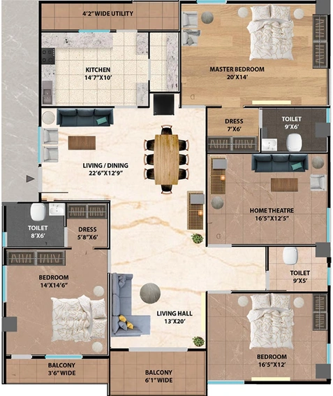 3 BHK Flat in Safah Eminence in Banjara Hills, Hyderabad - Image 832028