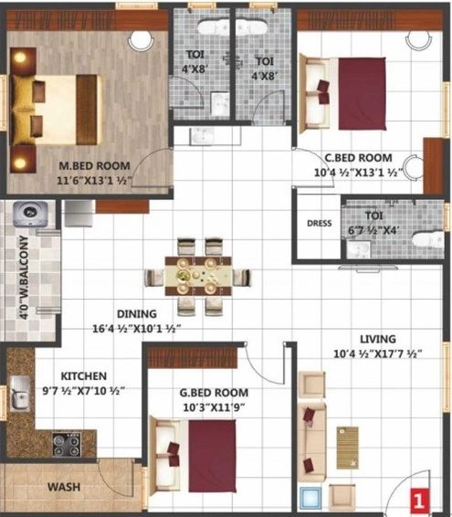 3 BHK Flat in Sree Laxmi Gardenia in Kistareddypet, Hyderabad - Image 832058