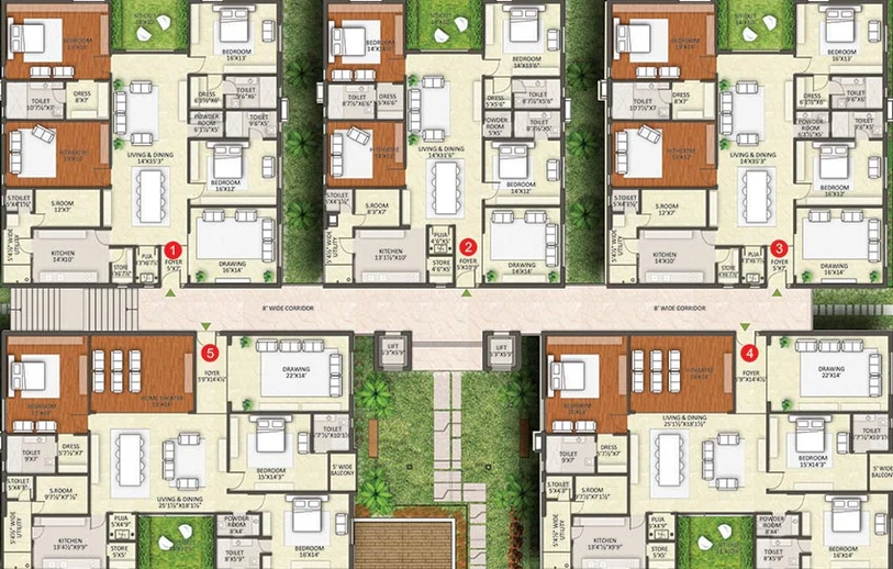Floor Plan of Vamsiram Jyothi Sarada Nest in Banjara Hills, Hyderabad - Image 220168