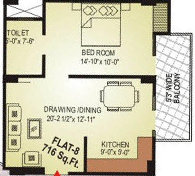 1 BHK Flat in Shri Gordhan Heights in Mansarovar, Jaipur - Image 765619