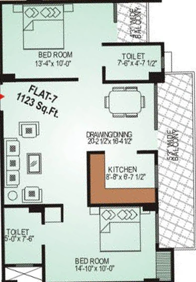 2 BHK Flat in Shri Gordhan Heights in Mansarovar, Jaipur - Image 765620