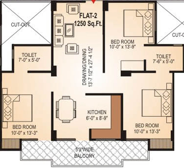 3 BHK Flat in Shri Gordhan Heights in Mansarovar, Jaipur - Image 765621