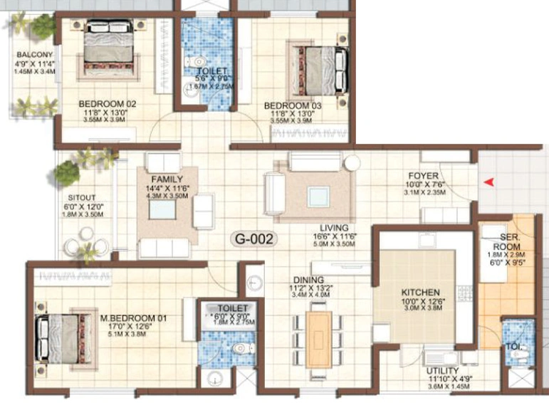 3 BHK Flat in Jain Heights East Parade in Hennur Road, Bangalore - Image 832091