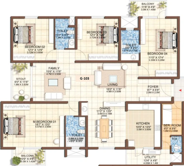 3 BHK Flat in Jain Heights East Parade in Hennur Road, Bangalore - Image 832092