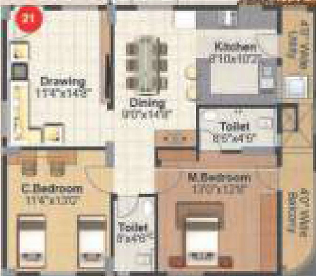 2 BHK Flat in Pranavas BSR Gitaaar in Kanakapura, Bangalore - Image 832102