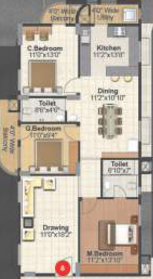 3 BHK Flat in Pranavas BSR Gitaaar in Kanakapura, Bangalore - Image 832103