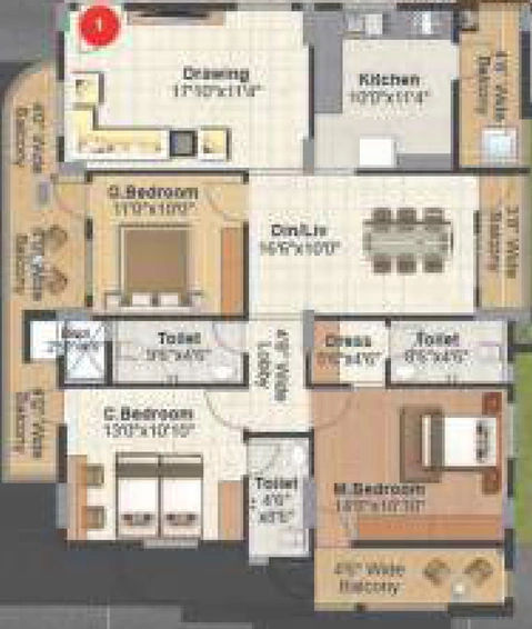3 BHK Flat in Pranavas BSR Gitaaar in Kanakapura, Bangalore - Image 832104