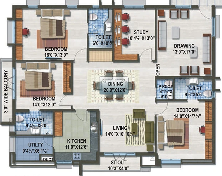 3 BHK Flat in Sew Estella in Kondapur, Hyderabad - Image 832125