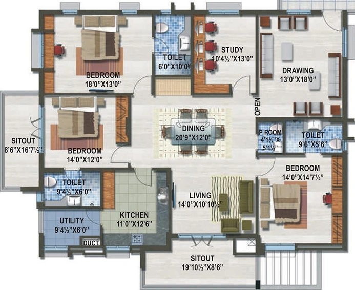 3 BHK Flat in Sew Estella in Kondapur, Hyderabad - Image 832126
