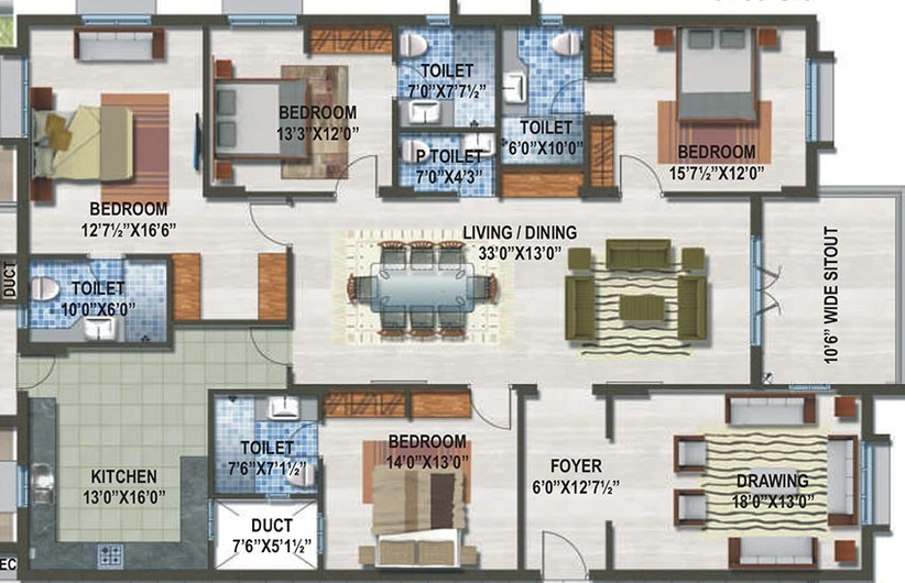 4 BHK Flat in Sew Estella in Kondapur, Hyderabad - Image 832127