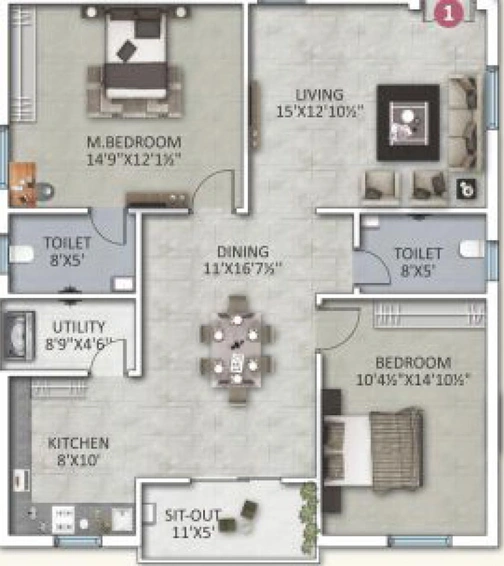 2 BHK Flat in Signate Bayberry Dews in Narsingi, Hyderabad - Image 832128