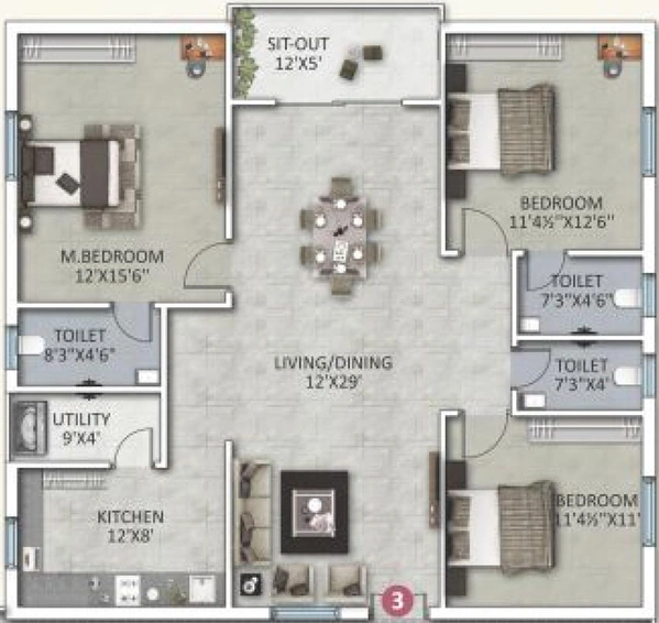 3 BHK Flat in Signate Bayberry Dews in Narsingi, Hyderabad - Image 832129