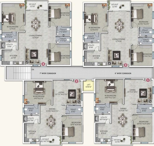 Floor Plan of Signate Bayberry Dews in Narsingi, Hyderabad - Image 220303