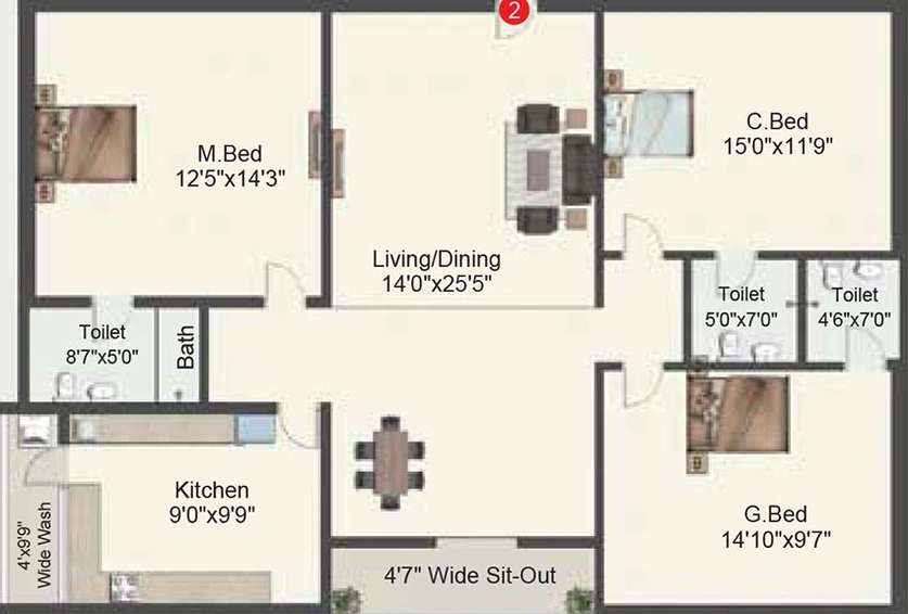 3 BHK Flat in Silversand Cyberdyne 3 in Hitech City, Hyderabad - Image 832135