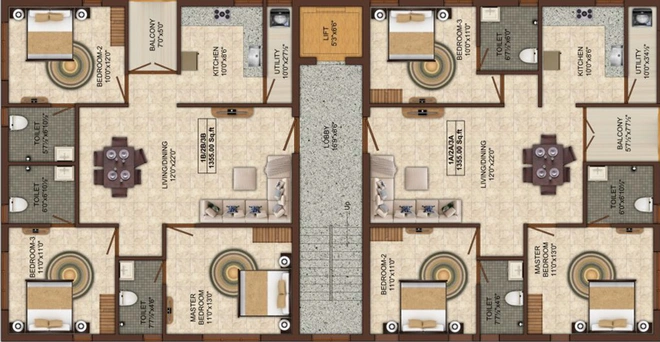 Floor Plan of India Emerald Crest in Anna Nagar, Chennai - Image 220365