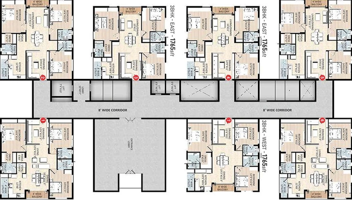 Floor Plan of SRR Sriram River View in Narsingi, Hyderabad - Image 220391