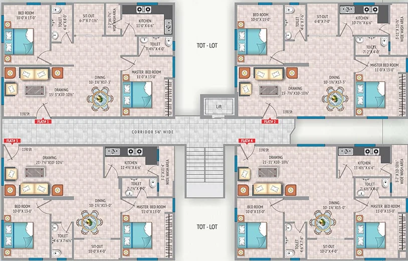 Floor Plan of Amana Pearl Residency in Kondapur, Hyderabad - Image 220462