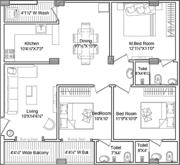 3 BHK Flat in Bright Shagun in Kondapur, Hyderabad - Image 832191