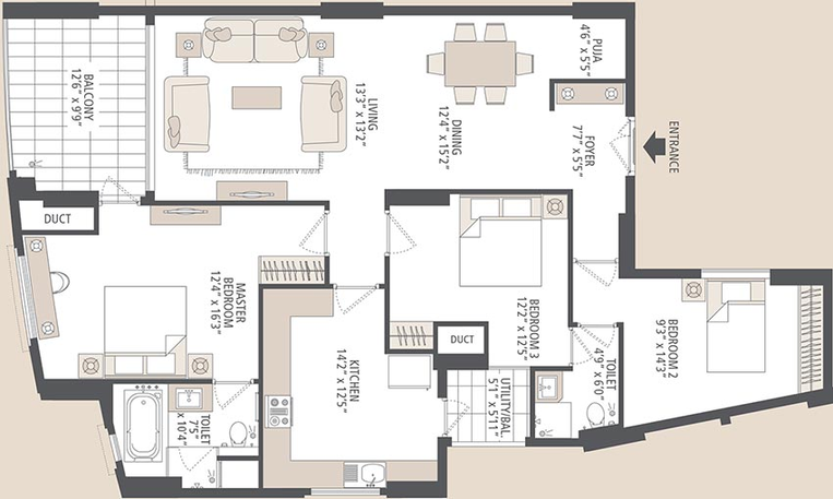 3 BHK Flat in Emaar MGF Boulder Hills in Gachibowli, Hyderabad - Image 832203