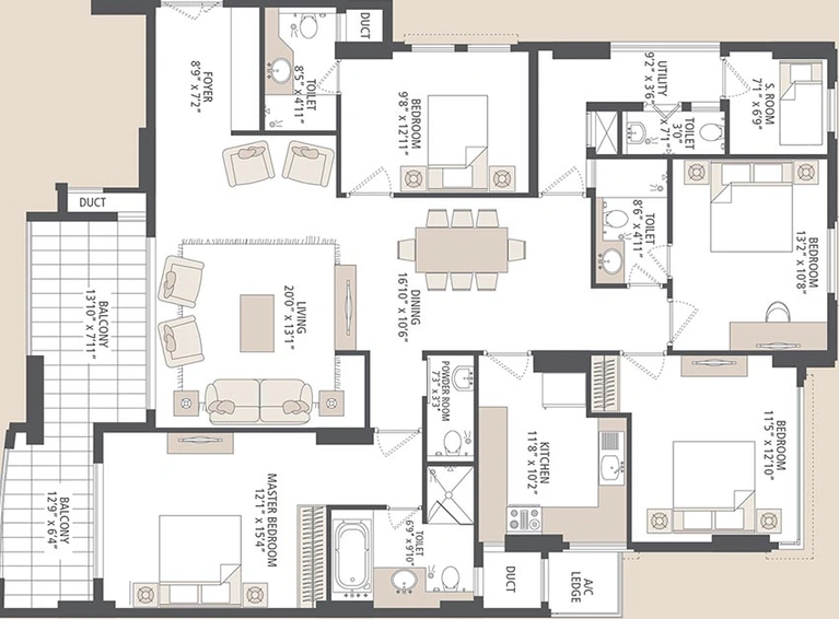 4 BHK Flat in Emaar MGF Boulder Hills in Gachibowli, Hyderabad - Image 832204