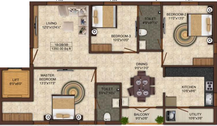 3 BHK Flat in India Shalom Eden in Anna Nagar, Chennai - Image 832206