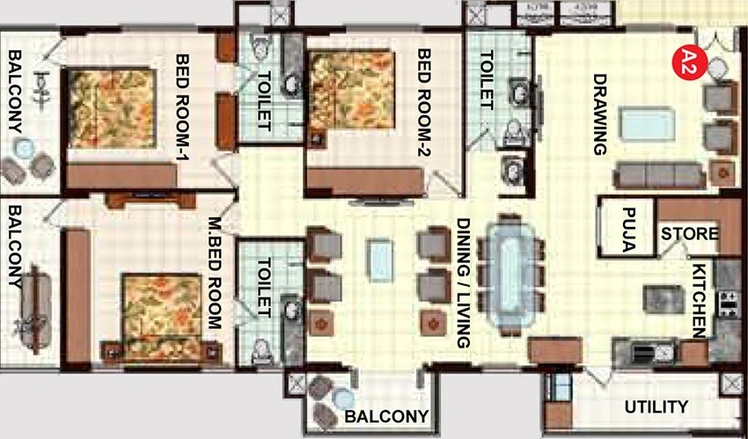 3 BHK Flat in Midas The Fountainhead in Khajaguda, Hyderabad - Image 832232