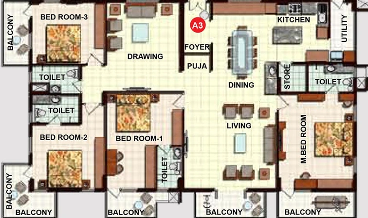 4 BHK Flat in Midas The Fountainhead in Khajaguda, Hyderabad - Image 832237