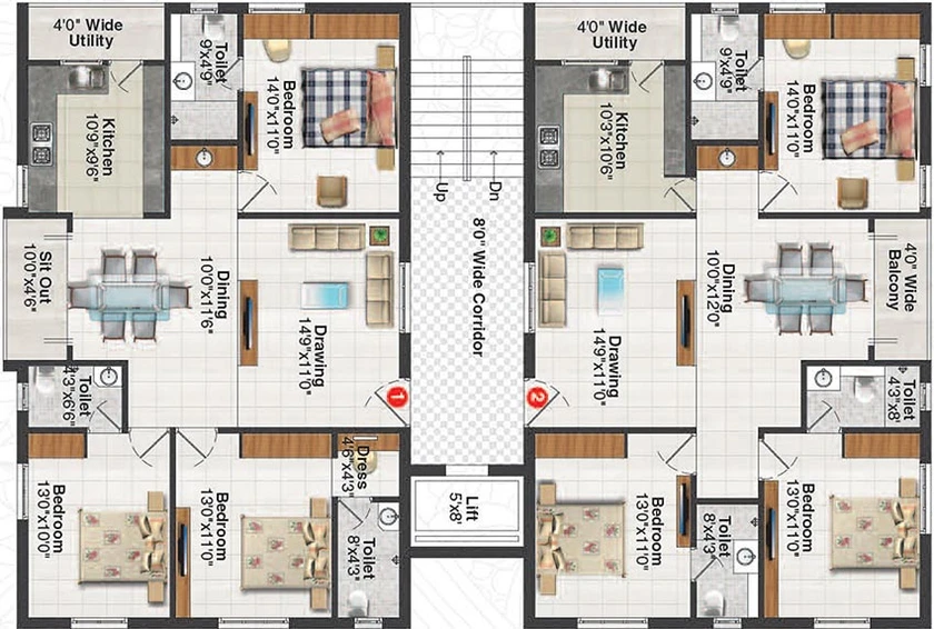 Floor Plan of Nischal Nivriti and Prakruthi in Kondapur, Hyderabad - Image 220644
