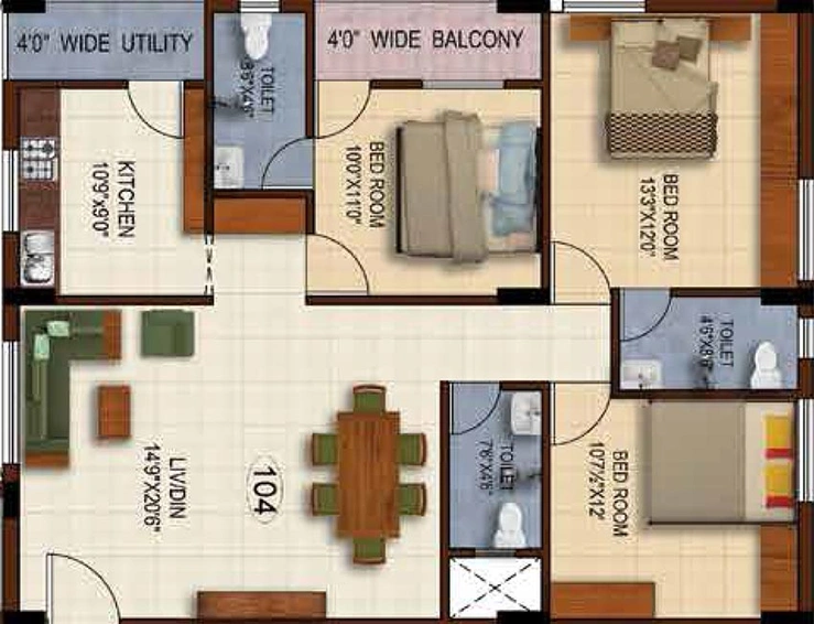 3 BHK Flat in Pavani Aqua in Kondapur, Hyderabad - Image 832246