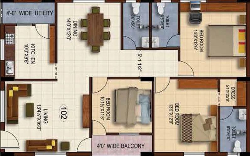 3 BHK Flat in Pavani Aqua in Kondapur, Hyderabad - Image 832249