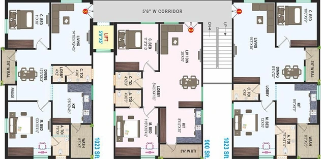 Floor Plan of Pinnacle Hillcrest in Kondapur, Hyderabad - Image 220659
