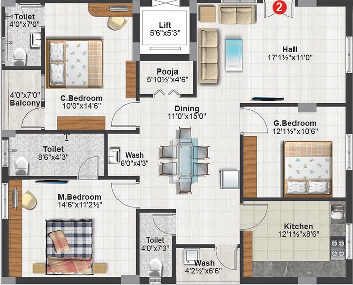 3 BHK Flat in SM Classic in Kondapur, Hyderabad - Image 832284
