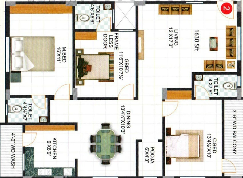 3 BHK Flat in Sree Hanumans Megalithic Nest in Kondapur, Hyderabad - Image 832288