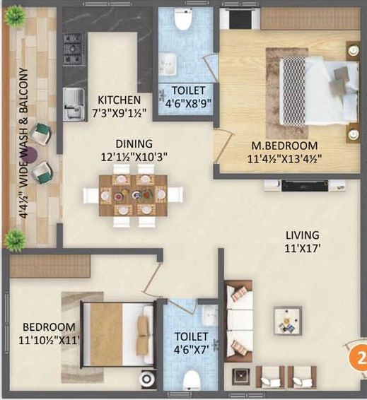 2 BHK Flat in HPR Lake Front in Hafeezpet, Hyderabad - Image 832317