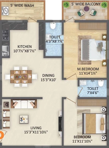 2 BHK Flat in HPR Lake Front in Hafeezpet, Hyderabad - Image 832318