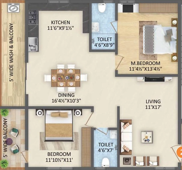 2 BHK Flat in HPR Lake Front in Hafeezpet, Hyderabad - Image 832319