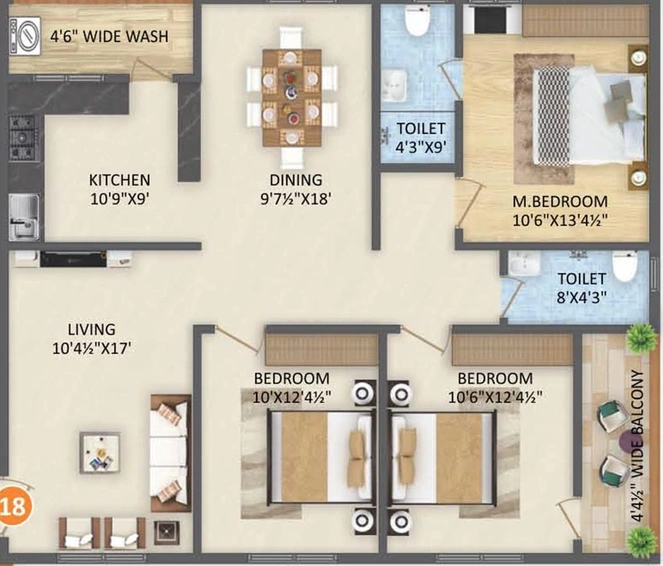 3 BHK Flat in HPR Lake Front in Hafeezpet, Hyderabad - Image 832320