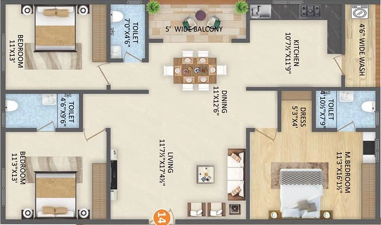 3 BHK Flat in HPR Lake Front in Hafeezpet, Hyderabad - Image 832321