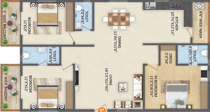 3 BHK Flat in HPR Lake Front in Hafeezpet, Hyderabad - Image 832322